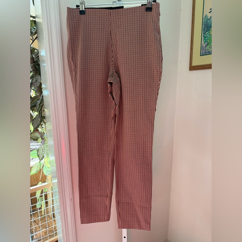 A New Day Skinny Ankle High Rise Brown Plaid Pants. NWT. Size 2